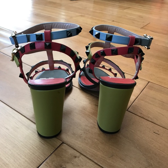 Valentino Rockstud T-Strap Block Rainbow Sandal - Picture 6 of 7